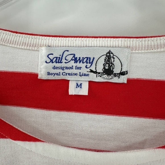 Sail Away Red & White Striped Embroidered Sequin Knit Top Women's Size Medium - Picture 10 of 11